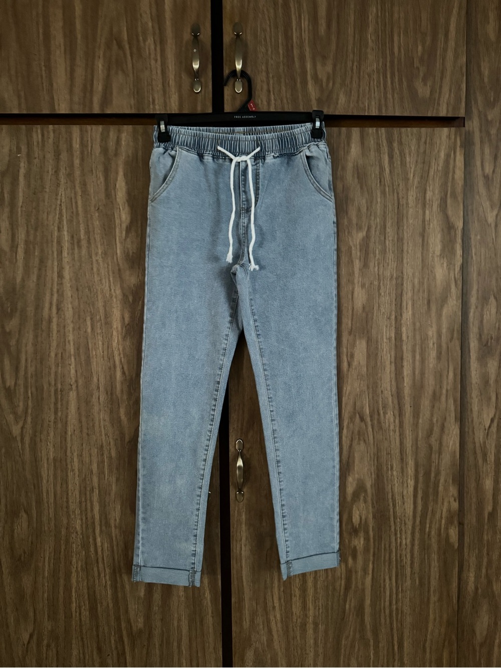 Light Wash Drawstring Denim Jeans Size Medium